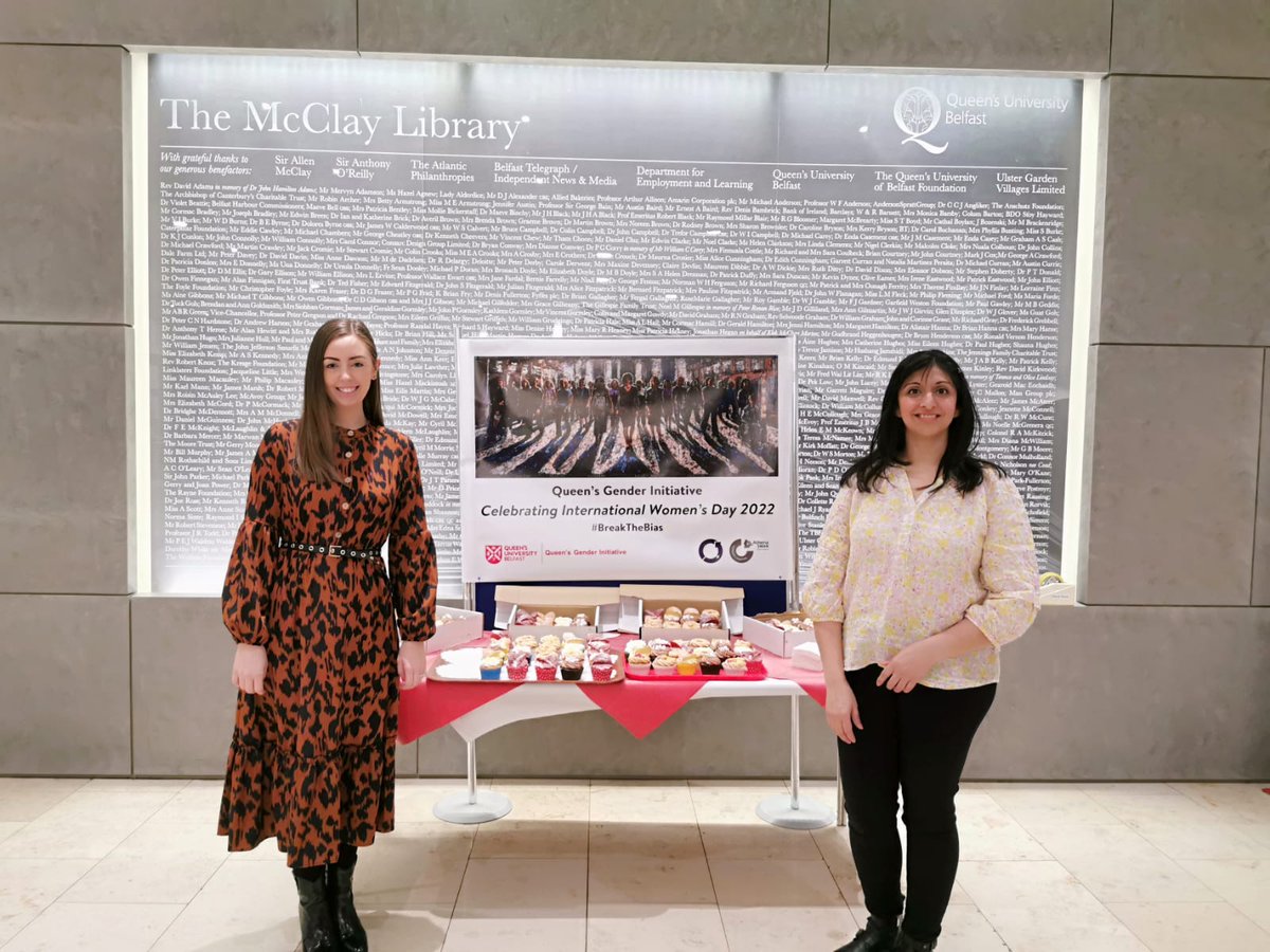 QUBEqualDiverse's tweet photo. Great to see so many @QUBstaff and students showing their support for #IWD2022 

The cupcake stands are just one of many events by @QGI_QUB and others to celebrate the achievements of women and mark the call to action for accelerating women's equality and to #BreakTheBias https://t.co/y53ilGsXTA