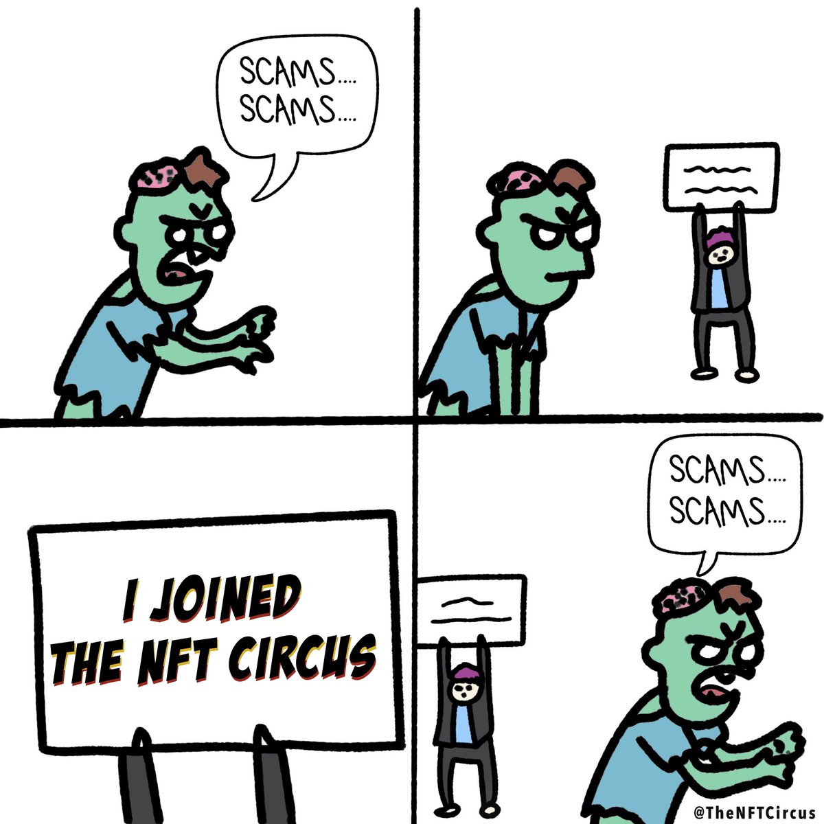 theNFTcircus's tweet photo. Protect yourself as much as possible! Part of our commitment to our circus Carnies is helping them identify and avoid scams! #CarnieStrong #theNFTCircus #scams #CarniesHelpingCarnies #NFTs #newtoNFTs #zombies #discord https://t.co/l3ExskWX0F