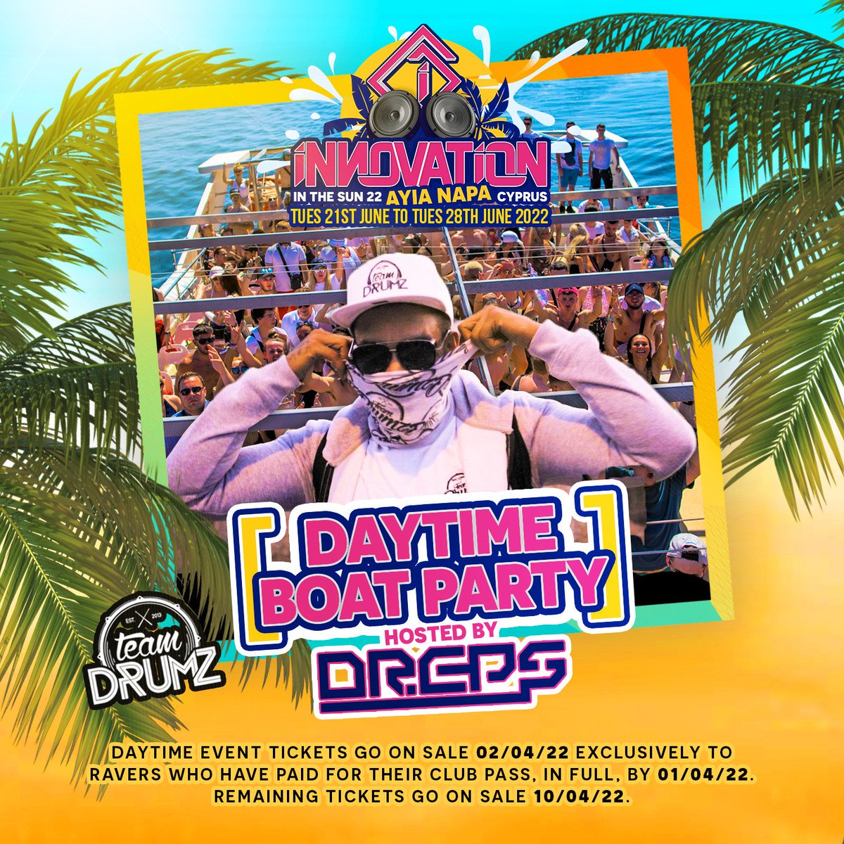 Boat Party #3 confirmed!

Hosted by <a href="/Dreps_TD/">🔥🌎🔙</a>

Team Drumz on the waves 🌊

Remember tickets for daytime events go on sale from April. Early access will be provided to everyone who has paid for their club pass in full by 01/04.

Tickets available now
Innovationevents.co.uk