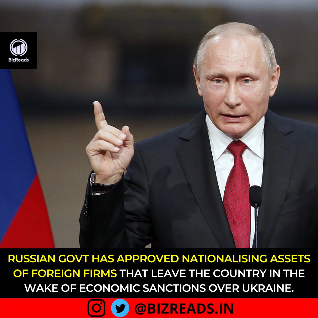bizreadsin's tweet photo. Russia Moves Towards Nationalising Assets of Firms That Leave

#businessnews #businessnewsindia
#stockmarketindia #financenews
#financenewsindia #sharemarket

Do follow @bizreads.in for more updates. https://t.co/E5ymGwZKU9