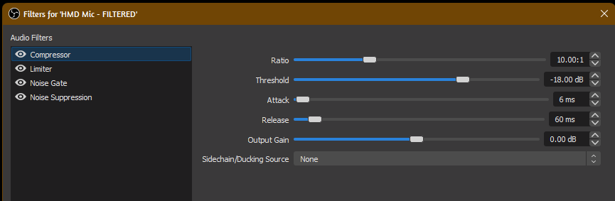 NjnaGrimsdottir's tweet image. FLUFFLE TECH TIPS: 
Index Mic Filter ----
OBS Filters to make all non-voice sounds go away &amp;amp; keep voice quality.  I these filters as "Filtered Mode" and then an Unfiltered one for when I want to Sing or make sounds that would be removed.
#StreamTips #Audio #Filters #FeVR #FeVRtwt