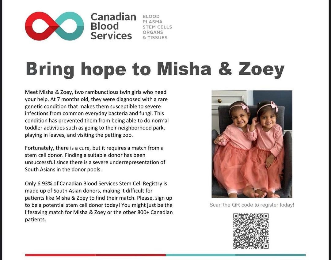 vivekmjacob's tweet photo. At 7 months old, one of my closest friend's nieces were diagnosed with a rare genetic condition and now require a bone marrow transplant. Appreciate any help in trying to find a match through the links below:

🇨🇦 link:
https://t.co/YDoUuCx7JZ

🇺🇲 link:
https://t.co/YqdSKwn3ot https://t.co/h9hzbyo0MV