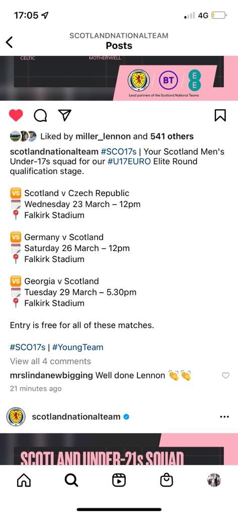 We are Running a bus to S4 Pupil Lennon Millers European Qualifying Match vs Georgia on Tuesday 29th of March. 

The bus will cost £3 and the Match entry is Free!!! 

If you are interested in coming to support Lennon and the team come see Mr Barr in PE for More info!