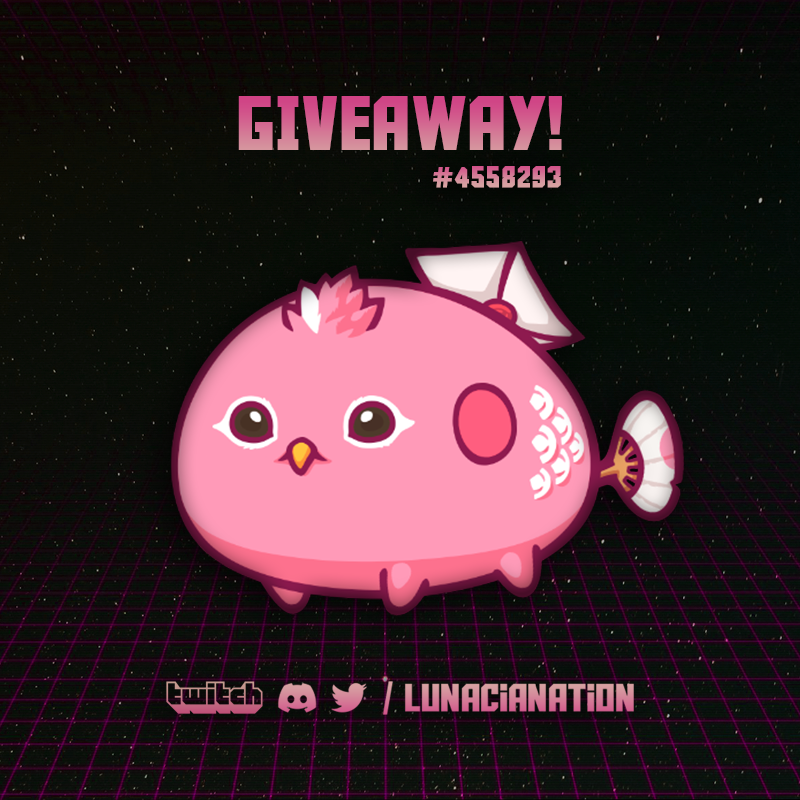 Lunacia Axie Giveaway ❤️🌿
🎁 #4558293 🎁 🐥🚨🚨

1️⃣ Sigue a @lunacianation @Taoc_Team <a href="/tiendasatoshi/">tiendasatoshi 🇨🇱⚡</a> 
2️⃣ Síguenos en Twitch twitch.tv/lunacianation
3️⃣ Like y retweet!