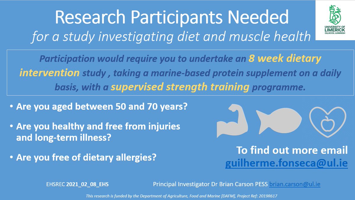 Catherine Norton (@nortonnutrition) on Twitter photo Please consider participating /circulate this recruitment call to any eligible, interested parties. We are recruiting to a study offering analysis of diet, body composition, physical functioning & an 8-week strength training programme! Enquiries to guilherme.fonseca@ul.ie Please consider participating /circulate this recruitment call to any eligible, interested parties. We are recruiting to a study offering analysis of diet, body composition, physical functioning & an 8-week strength training programme! Enquiries to guilherme.fonseca@ul.ie