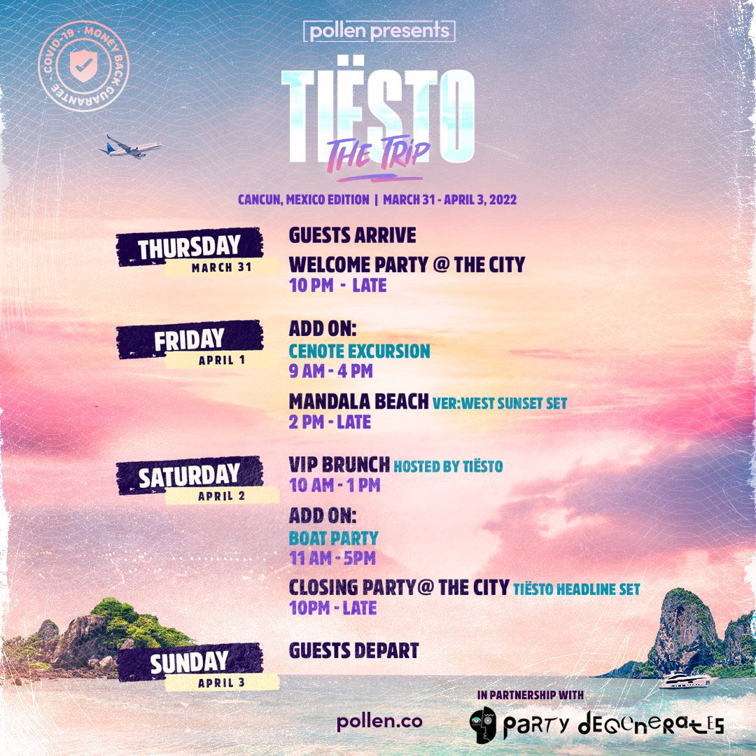 What if you could join a 3 day event with <a href="/tiesto/">Tiësto</a> in Mexico, getting access by simple holding a NFT? 👀

What if you would get even extra perks like hotel upgrades, VIP access and free drinks by holding specific traits🤯🔥

Go for it!! All you need is a <a href="/PartyDegens/">pd</a> 🍾🪅☀️🚀