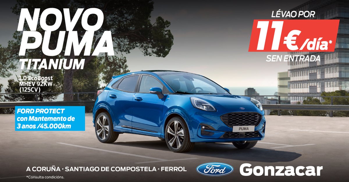 GonzacarFord's tweet photo. 🔝😱 COMO? O novo @FordSpain #Puma #Titanium por 11 euriños ao día e SEN ENTRADA? É posible? 🤔 Pois si! En #Gonzacar, onde se non! 🚗💪
🧑🔧 E levas #FordProject con mantemento a 3 anos ou 45.000km! 👌
🤳 Contacta xa e falamos das condicións! 🗣👉 https://t.co/CMd0NRMccR https://t.co/kYksouh2gC