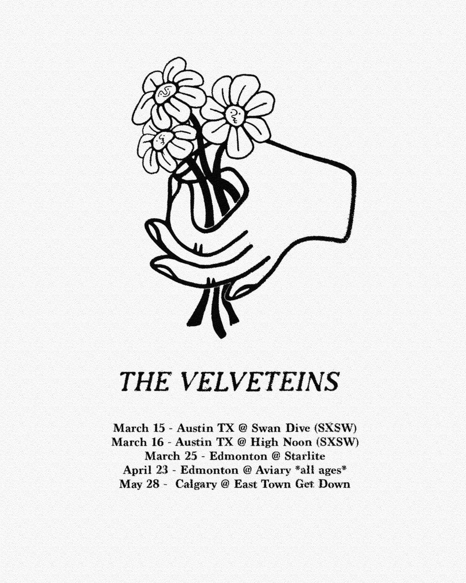 Show list this spring!
Design by Olivia De Pieri
Tix @ linktr.ee/thevelveteins