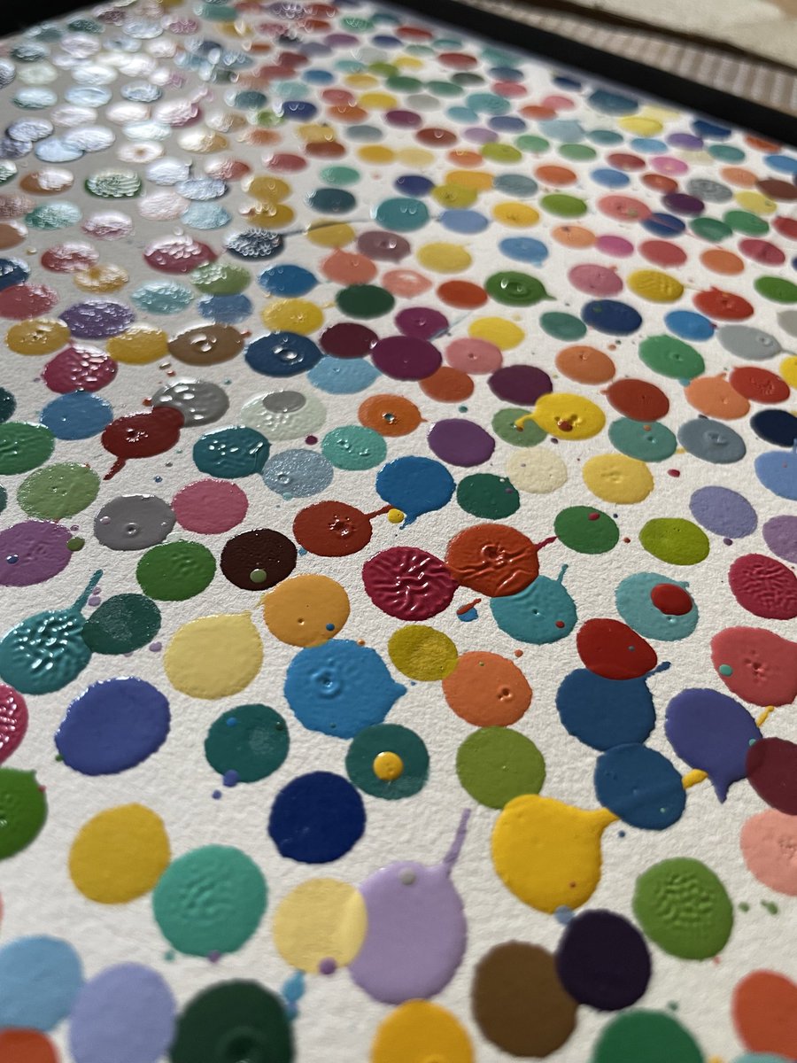 binopunk's tweet photo. So nice I had to post twice. Day shot of my @HENI @hirst_official currency painting. Thank you guys the physical is amazing!! Framing this week. #nft #DamienHirst https://t.co/a13gRsPlSR