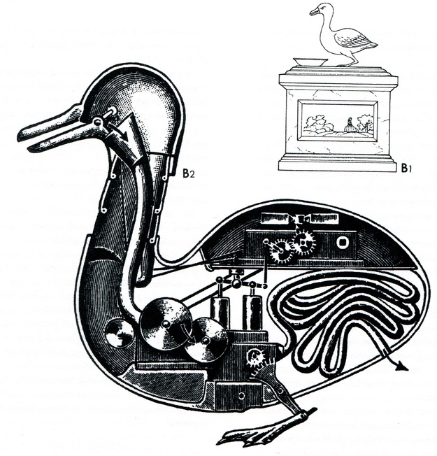 Anna_Mazz's tweet photo. Yes, it’s that thread you needed of history's most astonishing automata. First up, the pooping mechanical duck of France. Created by genius Vaucanson, the duck appeared to show a gold duck not only flapping its wings and eating grain but yes, crapping it out. Louis XV loved it. https://t.co/iBmrQnQ6Kg