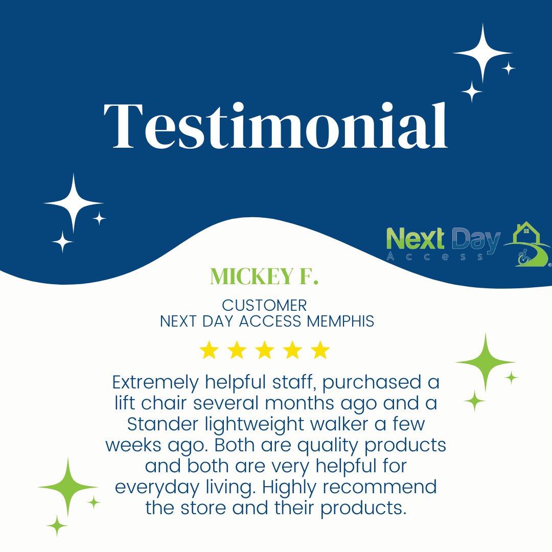 ndamemphis's tweet photo. We are grateful for this amazing review from Mickey F., our customer at #NextDayAccessMemphis. Glad we were able to assist him with all his accessibility needs. https://t.co/gJXcF3IoH0