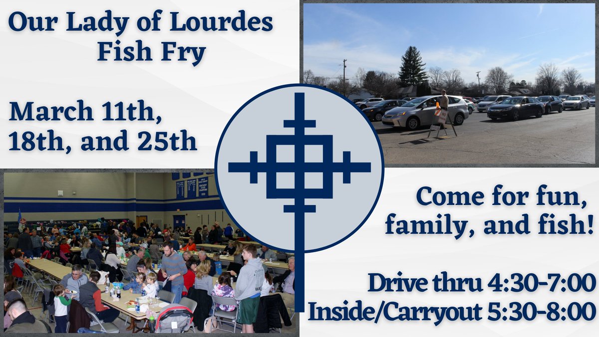 OurLourdesKY's tweet photo. After last week's successful Fish Fry, we can't wait to see everyone again tomorrow night!

We will have with plenty of seating available in the gym from 5:30-8:00 p.m. with carryout and drive-thru will being offered from
4:30-7:00 p.m. https://t.co/LFl7Jm59tI