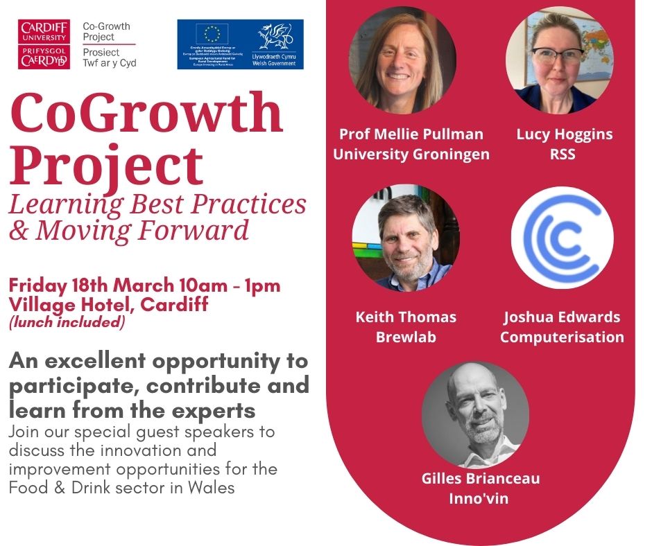CoGrowthProject's tweet photo. Join us and our guest speakers to discuss all things #innovation, #bestpractice and #collaboration in the Welsh Food &amp; Drink sector on Friday 18/03 at The Village Hotel Cardiff, 10am - 1pm (lunch provided).

Register here: https://t.co/HPgzeNsaYC https://t.co/juvKh1F5bM