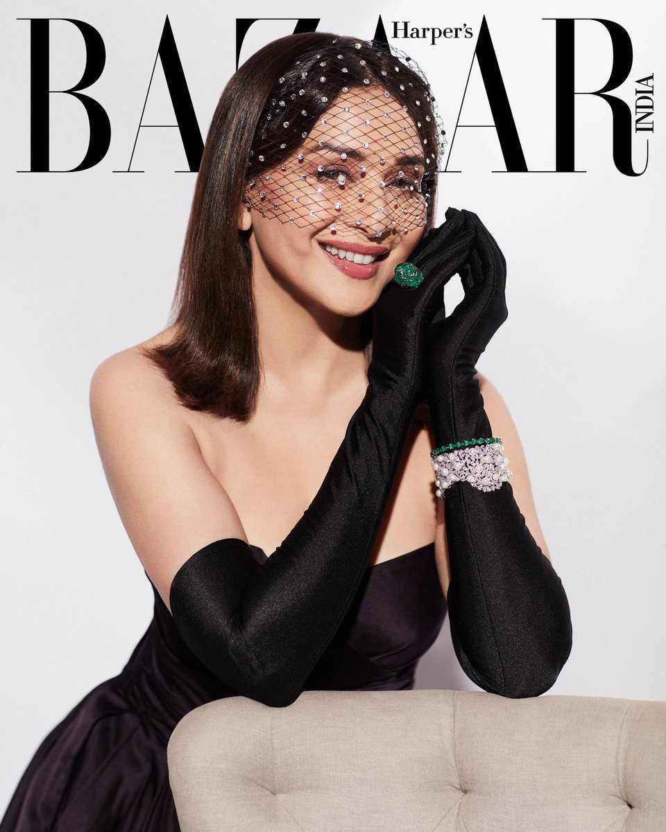 bollylooks's tweet photo. madhuri dixit wearing gauri and nainika for harper’s bazaar india https://t.co/nrlvEzo1qU