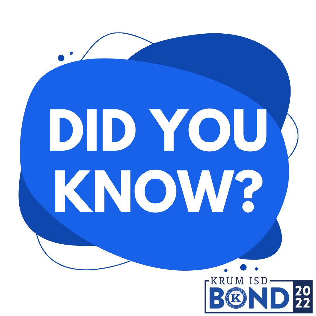 The $275 million bond that was called for May 7, 2022, is a long-term package, which is expected to meet the needs of our growing community for the next 10 years!

Learn more at krumisdbond.net

#krumisdbond2022