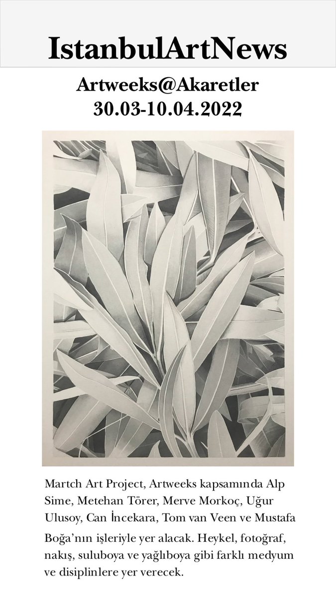 IstanbulArtNews (@istanbulartnews) on Twitter photo IstanbulArtNews'ün ücretsiz Mart sayısında yer alan ''Artweeks@Akaretler'' ekini, istanbulartnews.com 'dan okuyabilirsiniz!
<a href="/ArtMartch/">Martch Art Project</a> #ezgiyıldız <a href="/KizgutBahar/">Bahar KIZGUT</a> #artweeksakaretler <a href="/BilgiliHolding/">Bilgili Holding</a> <a href="/UBS/">UBS</a> IstanbulArtNews'ün ücretsiz Mart sayısında yer alan ''Artweeks@Akaretler'' ekini, istanbulartnews.com 'dan okuyabilirsiniz!
<a href="/ArtMartch/">Martch Art Project</a> #ezgiyıldız <a href="/KizgutBahar/">Bahar KIZGUT</a> #artweeksakaretler <a href="/BilgiliHolding/">Bilgili Holding</a> <a href="/UBS/">UBS</a>