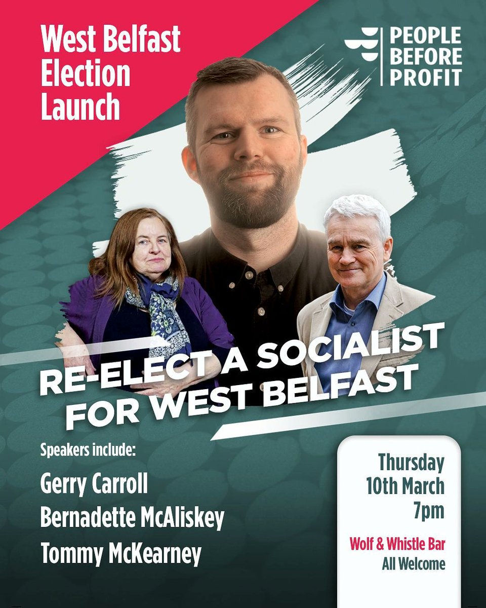 Tonight at 7. Come along to get involved in the campaign to return a Socialist MLA for West Belfast.

#ae22