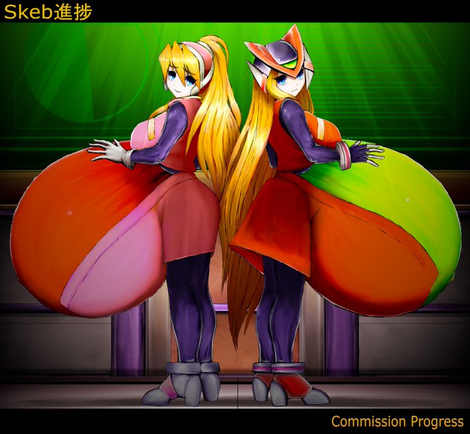 skeb進捗。
だいたい出来上がりました。これから後、絵の荒い部分直していきます。
Commission progress.
Almost complete. Will fix rough areas of the image later. 