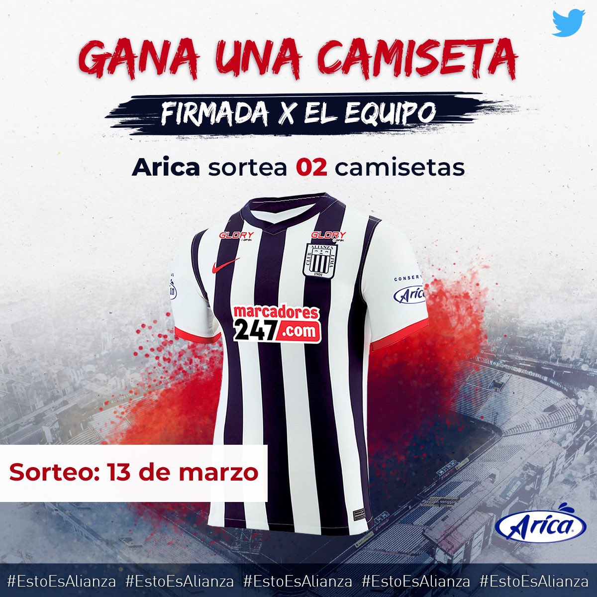 📢¡𝐋𝐨 𝐪𝐮𝐞 𝐭𝐚𝐧𝐭𝐨 𝐞𝐬𝐩𝐞𝐫𝐚𝐛𝐚𝐬!

🚨¡𝐒𝐎𝐑𝐓𝐄𝐎! 🤍💙

☑️Gana 2 Camisetas firmadas por el equipo.

*Serán 2 ganadores

⚠️Sorteo: 13 de marzo.
 
🔼¿Cómo participar?
1. Síguenos.
2. Haz RT y comenta etiquetando a 3 amigos.
#EstoEsAlianza💙 
#ArribaAlianza