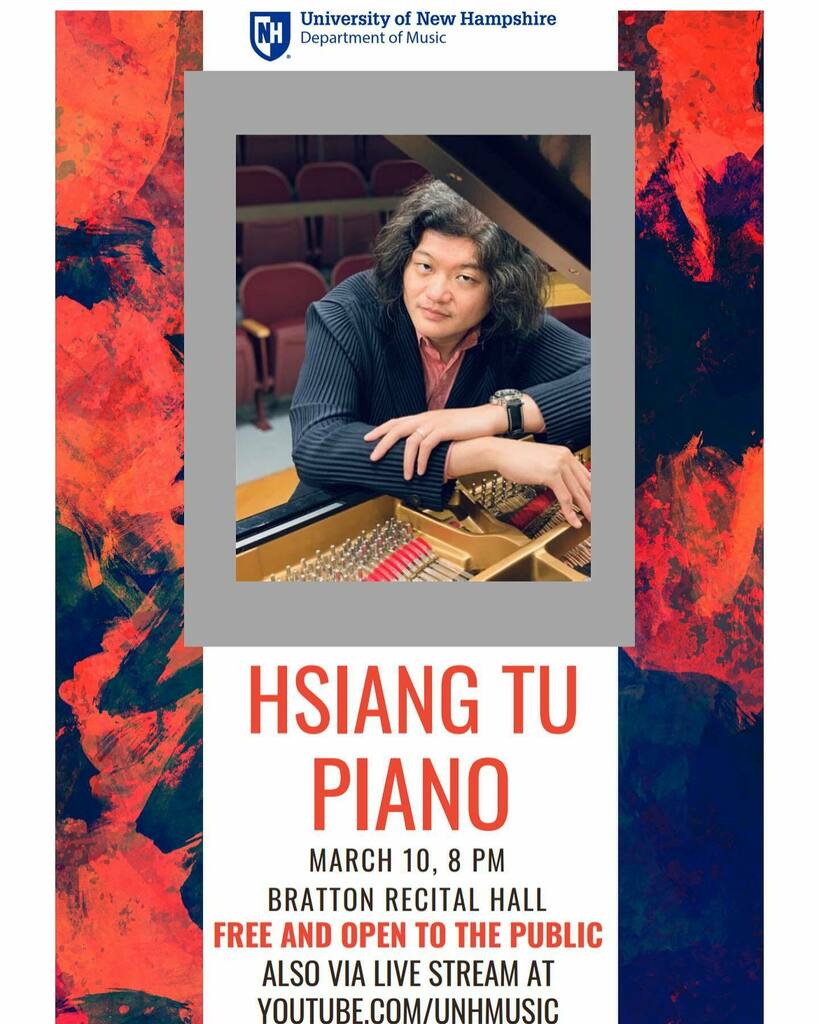 Former UNH faculty member, Hsiang Tu, returns for a recital featuring the music of Daquin, Couperin, Rameau, Chopin, and Ravel. Dr. Tu will also work with our piano majors this afternoon. Join us this evening at 8pm for a performance that is not to be mi… instagr.am/p/Ca7g2OHr4sM/