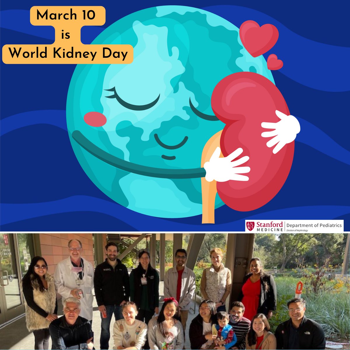 StanfordPeds's tweet photo. Today is #worldkidneyday2022!  Thanks incredible @StanfordPedNeph team! #PedsNeph @Stanford_KIDney @drsmsutherland https://t.co/RgwXbXeETA