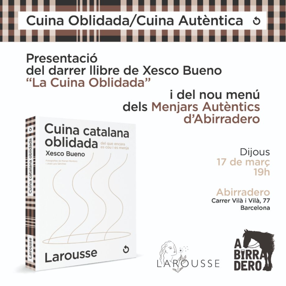 Abirradero's tweet photo. El proper dijous 17 de març a les 19h en @gastromimix presentarà el llibre #cuinacatalanaoblidada a @abirradero, ens acompanyes?
@Larousse_ESP  #Cuina #Receptes https://t.co/gW2AUChxZu