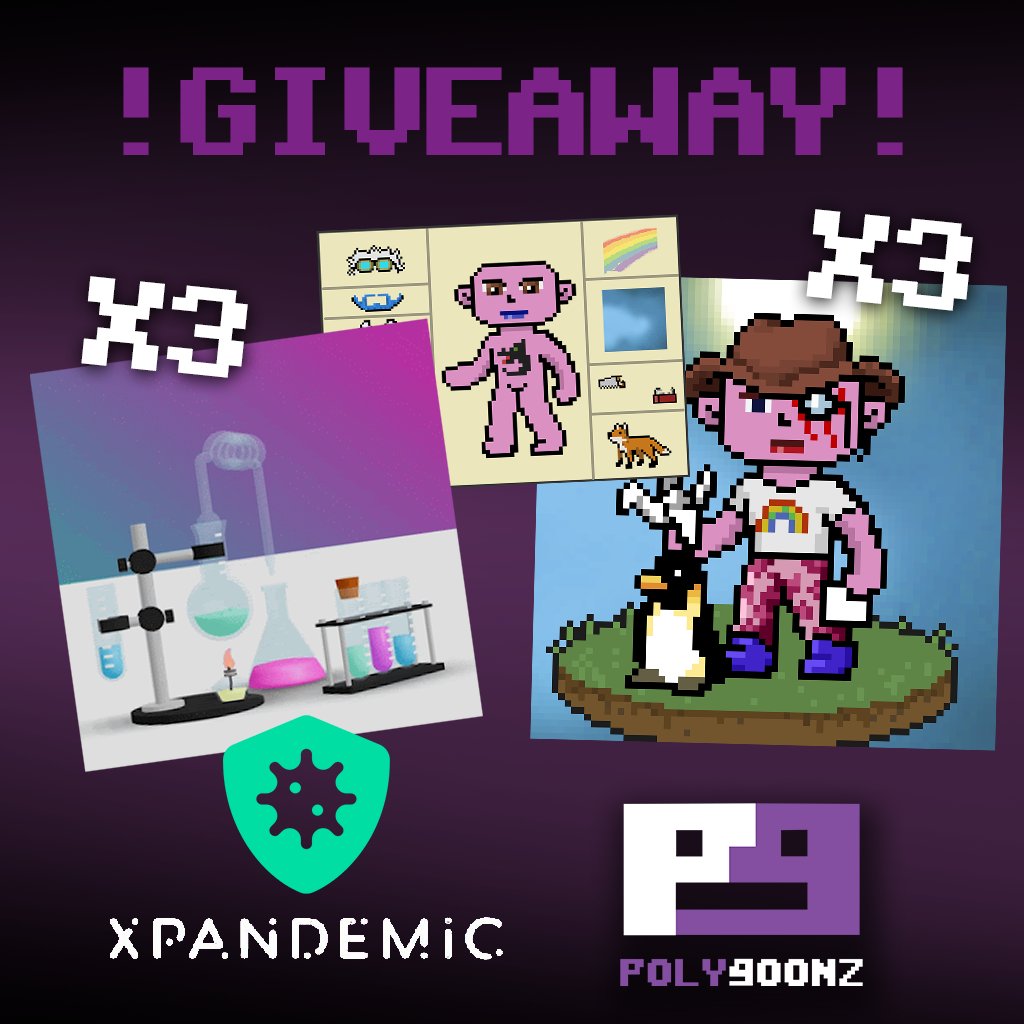 We're teaming up with our pals at <a href="/0xPandemic/">0xPandemic</a> for a triple #NFTGiveaway! 
Three winners will win one Lab and on Polygoonz each!🧪🧑‍🌾 
✅Follow <a href="/0xPandemic/">0xPandemic</a> &amp; <a href="/polygoonz_defi/">Polygoonz</a> 
✅Join both discords (links in profiles)
✅Like and RT, tag three friends who need some #PolygonNFTs! 
24h