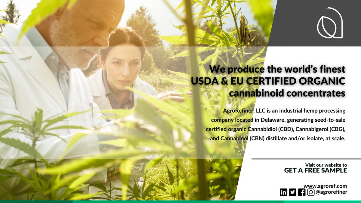 AgroRefiner's tweet photo. We have the highest quality organic CBD distillate and isolate and only use hemp from sustainable farms. What are you waiting for? Visit our website and GET A FREE SAMPLE NOW!
.
.
.
.
#agrorefiner #cbd #usdacertifiedorganic #eucertifiedorganic #organichemp #hemplife #party https://t.co/mUQYpLNSh5