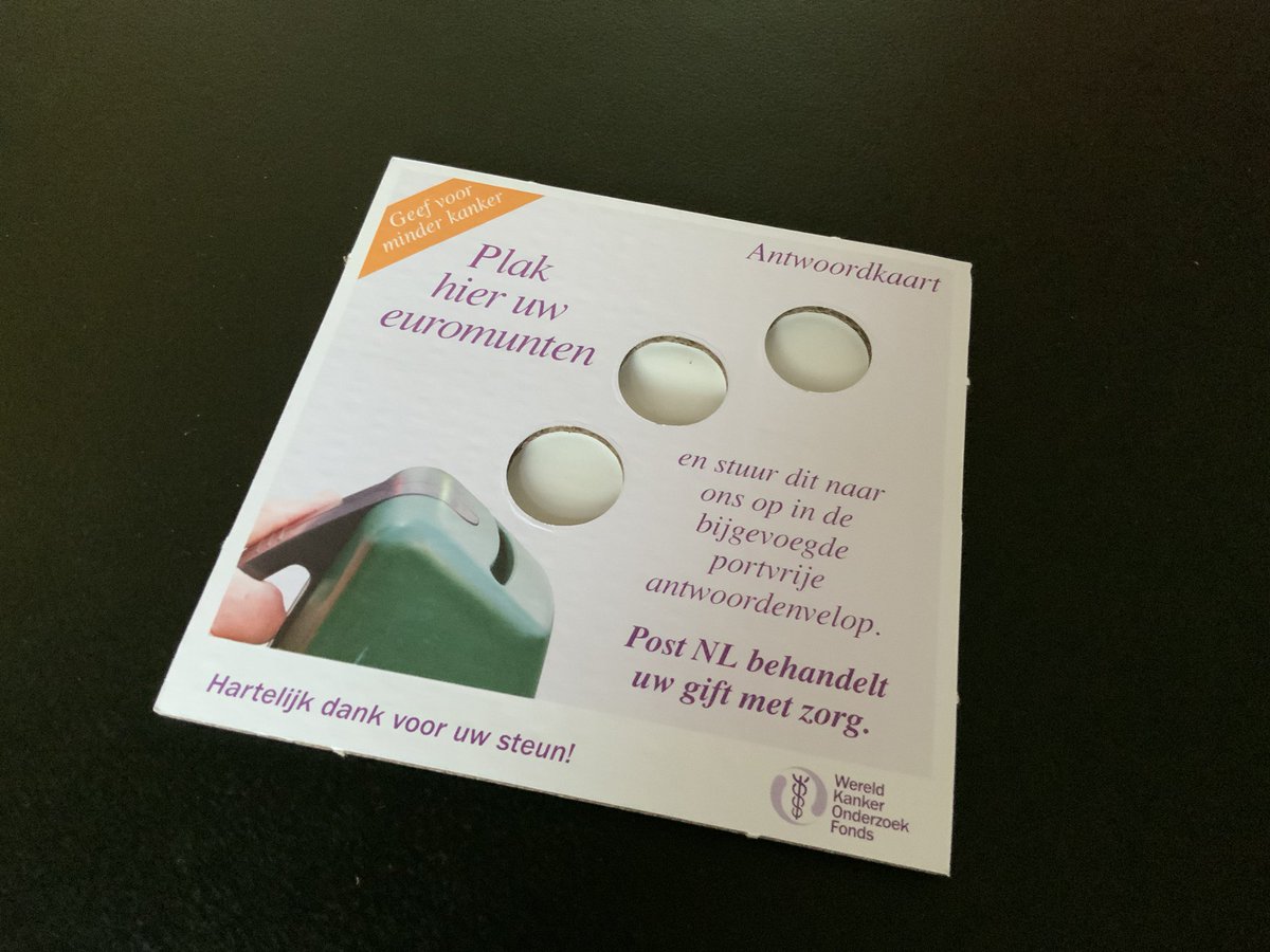 Ik kreeg een mailing van het Wereld Kanker Onderzoek Fonds. Om drie munten in een kartonnetje te drukken en terug te sturen. Ik steun kankeronderzoek graag, maar wie bedenkt anno 2022 zo’n actie? Hoe duurzaam is dit? En wat kost dit? Munten per post…?? #wkof <a href="/Voedingenkanker/">Voeding en Kanker</a>