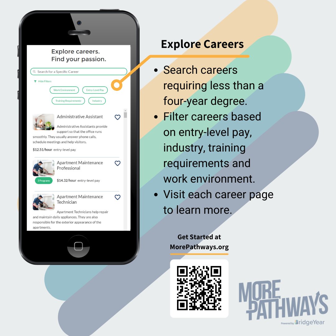 BridgeYear (@bridgeyearfair) on Twitter photo Students can discover careers requiring less than a four-year degree and filter careers based on criteria like entry-level pay, industry, training requirements, and work environment. 
Discover more 👉🏽 hubs.li/Q015NHhx0 (also available on mobile). Students can discover careers requiring less than a four-year degree and filter careers based on criteria like entry-level pay, industry, training requirements, and work environment. 
Discover more 👉🏽 hubs.li/Q015NHhx0 (also available on mobile).