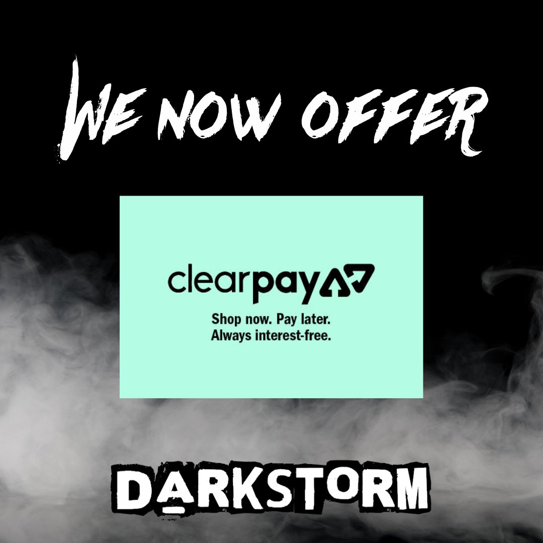 darkstormstore's tweet photo. Want your order now, but don't get paid just yet?
Want to pay for your order over 4 interest free, fortnightly payments?
Well now you can, as we now accept Clearpay 🖤
#clearpay #payments https://t.co/HmjtXiAP8J