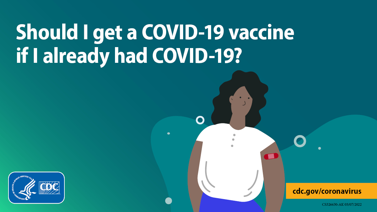 You should still get all #COVID19 vaccines, incl. a booster when eligible, even if you already had COVID-19.
People who had COVID-19 and didn’t get vaccinated afterward are more likely to get COVID-19 again.
More about the benefits of COVID-19 vaccination: bit.ly/37aivMc