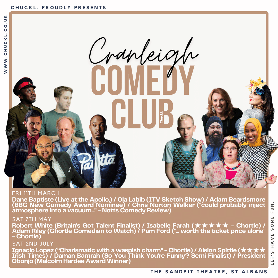 chuckl_events's tweet photo. Tomorrow in #cranleigh we bring more amazing #Comedy!
Featuring @DaneBaptweets and more!
Grab your friends and let's have some fun!
https://t.co/3ZFCRWZrws
#comedy #chuckl #laughter #fun #standup https://t.co/F26CoCGHXA