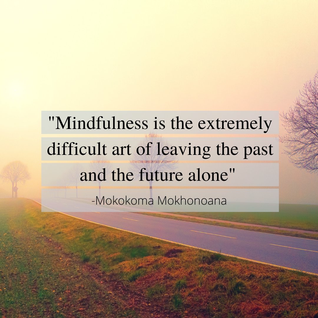 'Mindfulness is the extremely difficult art of leaving the past and the future alone' - Mokokoma Mokhonoana

#mindfulness #art #quote #mindfulnessquote #future #past #soulinspired