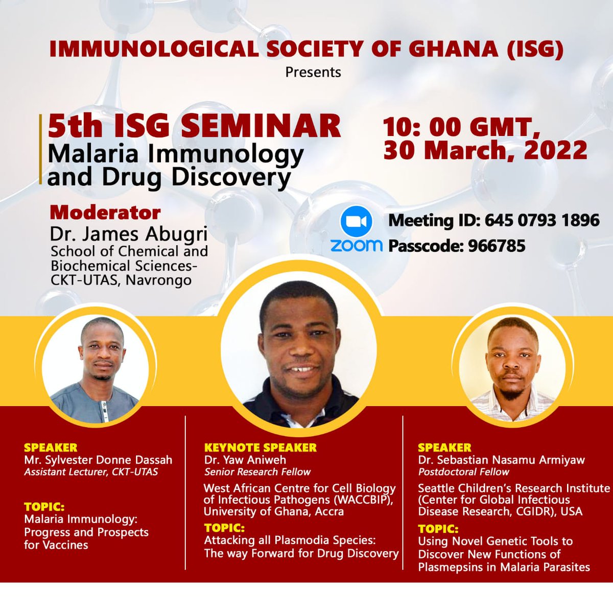 WACCBIP_UG's tweet photo. Please take note and save the date! The CKT-UTAS is hosting this year's @imm_gh  5Th Seminar on Malaria and Drug Discovery! https://t.co/St2nvRzwIS