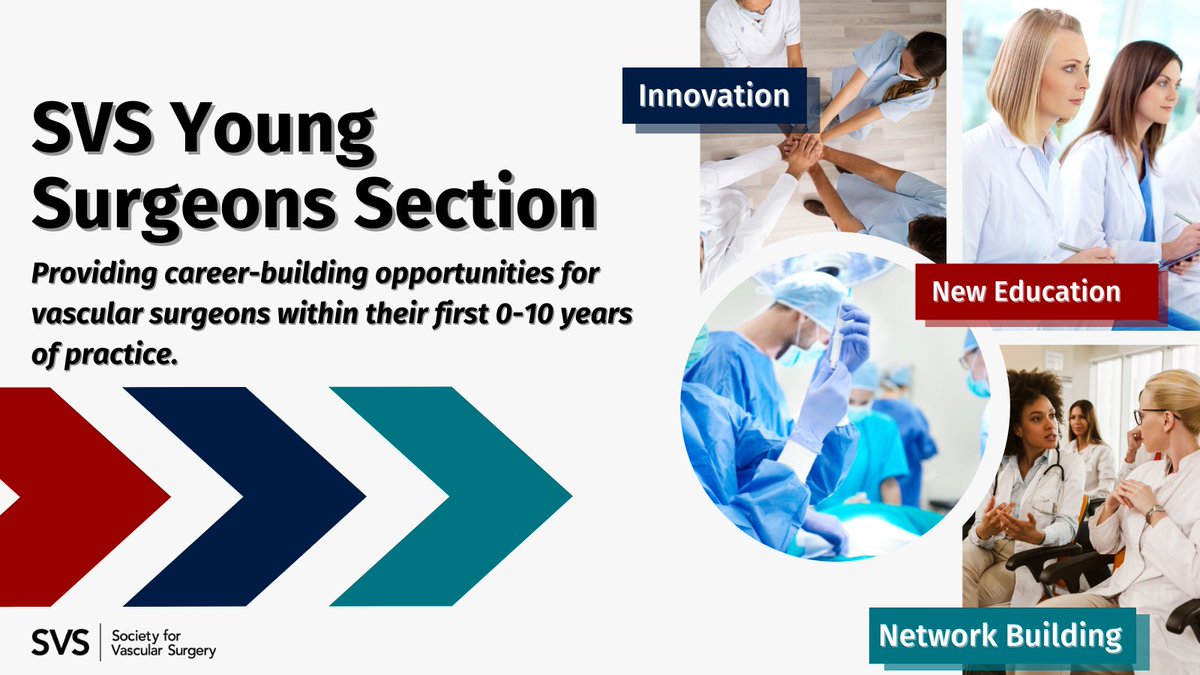 The SVS Young Surgeons Section is dedicated to providing education, leadership opportunities &amp; more for vascular surgeons within their first 0-10 years of practice. Section membership is free with your existing SVS membership! Learn more &amp; become a member: ow.ly/HTft50If4Kl