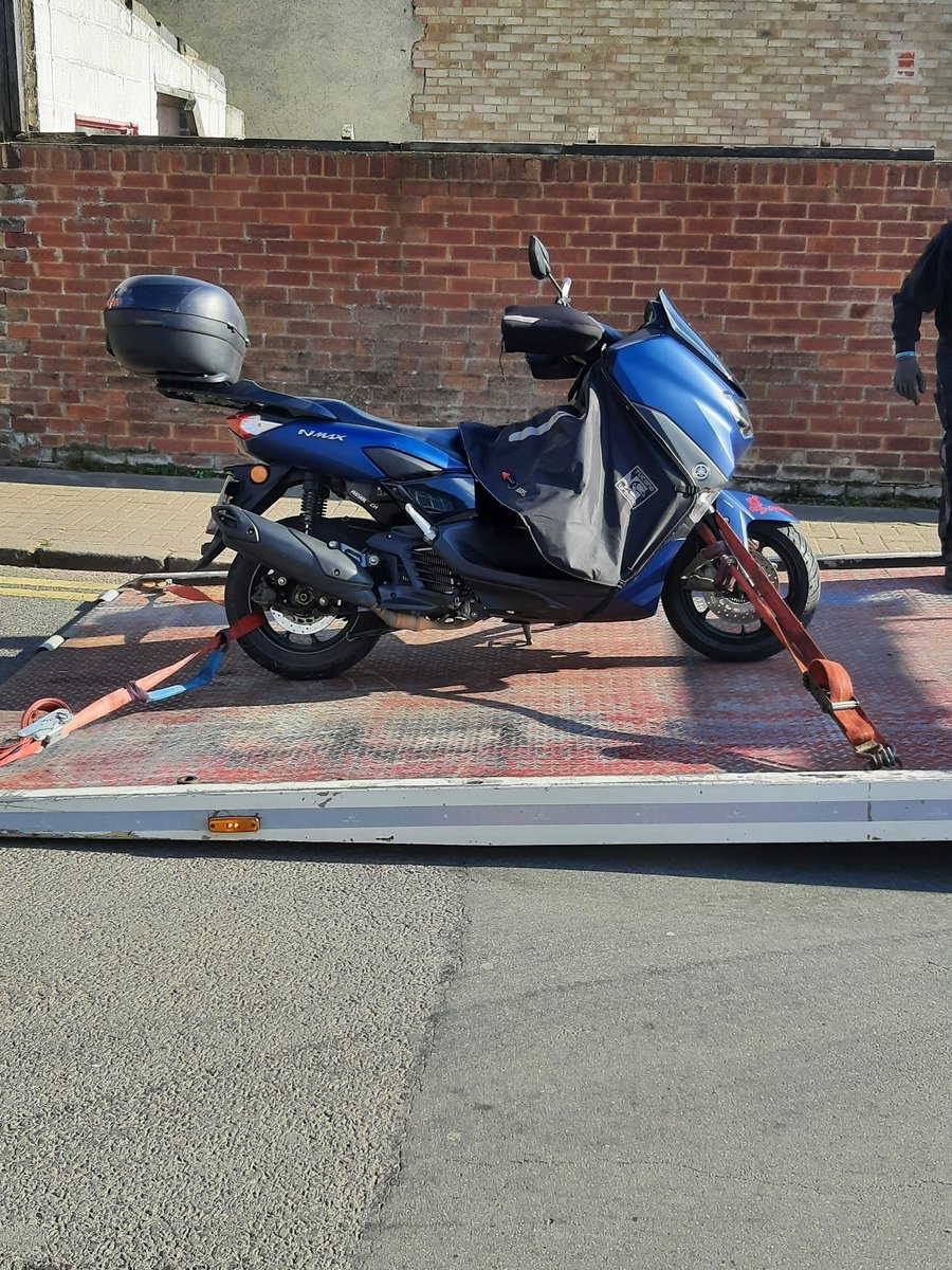 TVP_Wycombe's tweet photo. A motorist was stopped in Bourne End they did not have the correct insurance, not displaying 'L' plates & a disqualified driver. They have been reported for the driving offences and had their bike seized under S165 of The Road Traffic Act. 🏍️🚔 #C7392 #C146 #MarlowNHPT https://t.co/YSox9c33JU