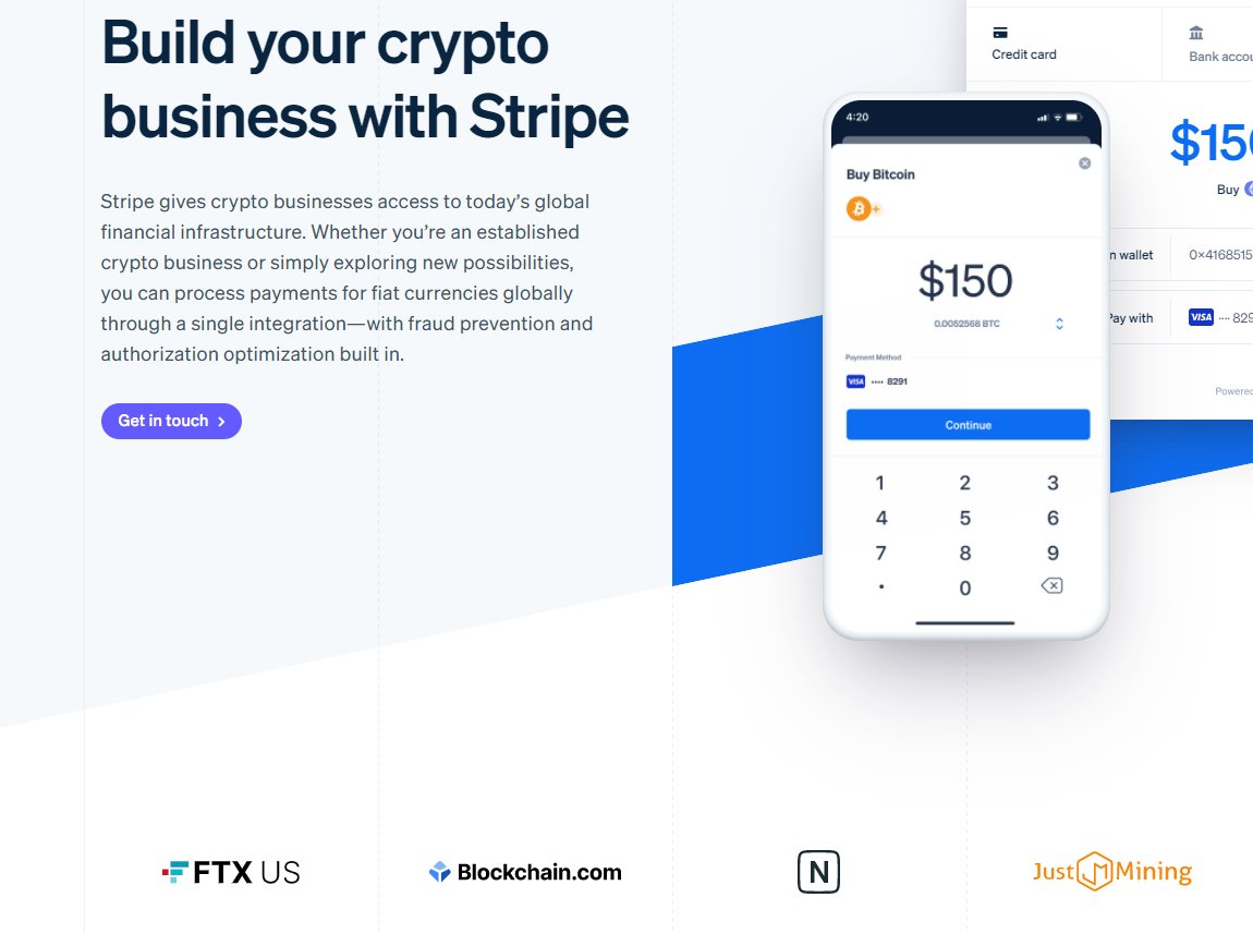 Really excited to work with @stripe on payment processing for crypto!