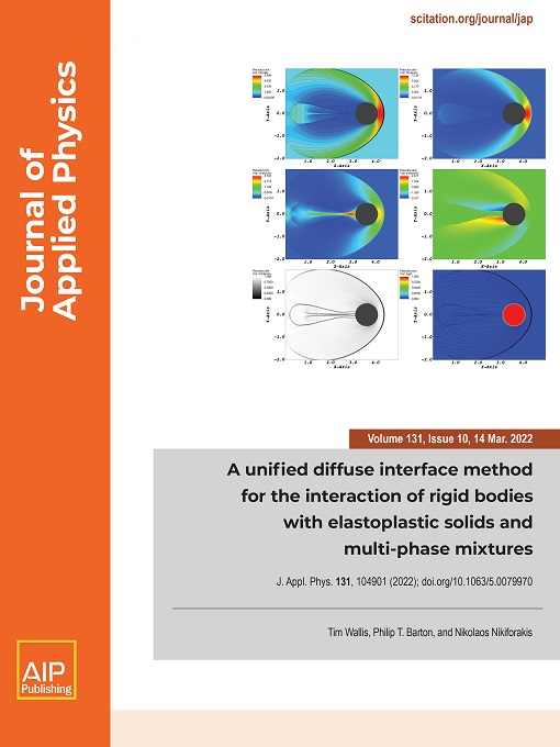 CSC_LabSC's tweet image. We are pleased to see the paper by Wallis, Barton, and Nikiforakis: &quot;A unified diffuse interface method for the interaction of rigid bodies with elastoplastic solids and multi-phase mixtures&quot;, on the front cover of the Journal of Applied Physics doi.org/10.1063/5.0079…