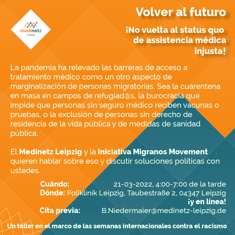 MedinetzLeipzig's tweet photo. Repost mit mehr Infos und Sprachen! Unseren Workshop gibt es jetzt auch online! // Repost with additional info! Our workshop will also be online! https://t.co/2AyOiELTcV
