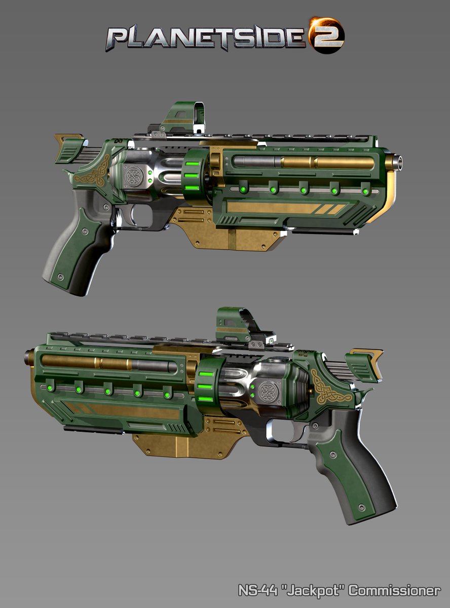 DBG_Bishop's tweet photo. .@Planetside2 High Res renders of the NS-44 'Jackpot' Commissioner. 
Available in the St. Patrick's Day Bundle

https://t.co/psoasp8pAa

#Planetside https://t.co/65H2l8IsGn