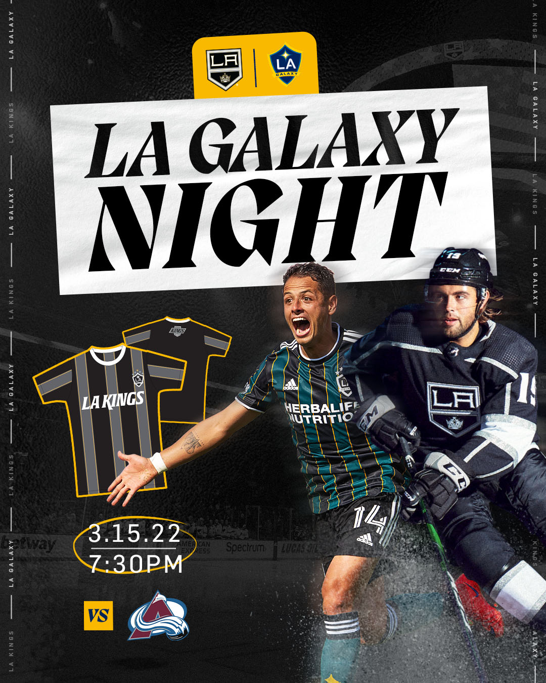 LA Kings on X: .@LAGalaxy 🤝 LA Kings Join us for LA Galaxy Night on 3/15  as we take on the Avs right here at home in @cryptocomarena ‼️ Each ticket  pack