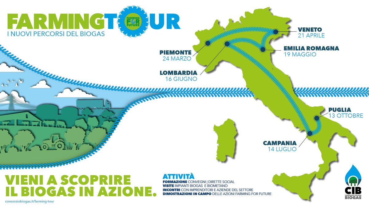 consorziobiogas's tweet photo. 🆕 Dal #24marzo parte #FarmingTour, il racconto dei nuovi percorsi del #biogas presso le aziende agricole socie del CIB. Prima tappa a Robassomero (TO), azienda agricola La Falchetta.
Scopri come partecipare https://t.co/1mZ5lrRejY https://t.co/hqbGYyNC48