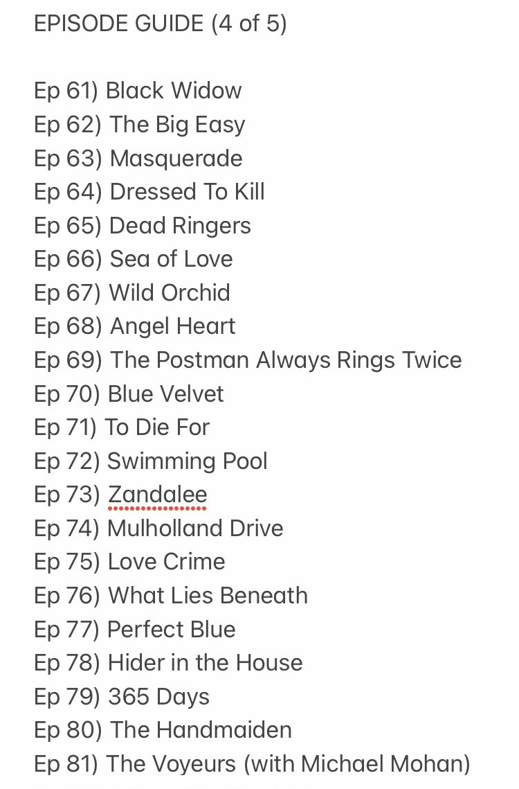 Welcome, new followers! Here’s a handy episode guide to the 83 erotic thrillers we’ve covered on the podcast so far. Find us on Apple Podcasts, Spotify, Overcast, LibSyn etc. #FatalAttractions #EroticThrillersPodcast #EpisodeGuide [1 of 2]