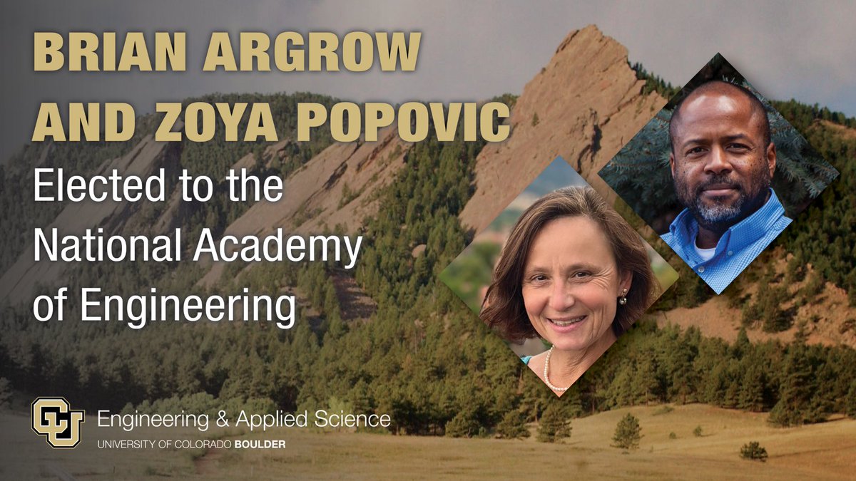CUEngineering's tweet image. NEWS: Two @CUBoulder Engineering professors were recently elected to the National Academy of Engineering (@TheNAEng)!

Both Brian Argrow and Zoya Popovic are receiving one of the highest distinctions bestowed upon an engineer. 🏆

Learn more about them: buff.link/7oexs