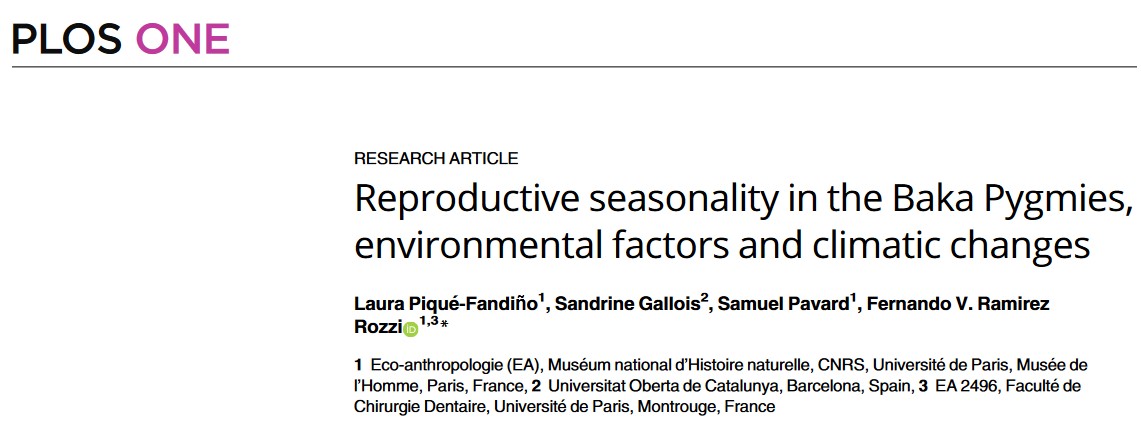 PiqueFandinoLau's tweet photo. 📢Check out our new paper "Reproductive seasonality in the Baka Pygmies, environmental factors and climatic changes", now available #openaccess in Plos One online journal😊

https://t.co/00PR5Lq8uh

#pygmy #research #anthropology #bioanthropology #huntergatherer #biodemography https://t.co/4TuYjf4mkD