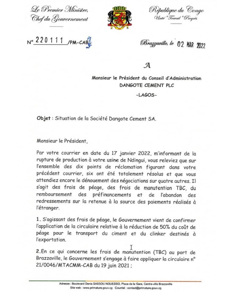 brazzanews's tweet photo. 🇨🇬 Affaire DANGOTE ciment 

Le PM Collinet Makosso prend des mesures significatives concernant la situation de Dangote Cement SA. #ChezMoiAuCongo https://t.co/u9aZuLm6hv