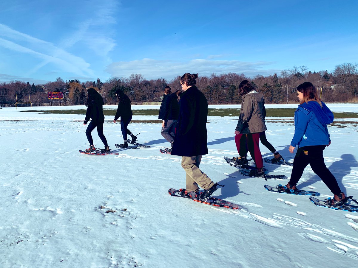 mmenaylor's tweet photo. Faire de la raquette avec ma classe de 11e et 12e français cadre as we learn how to invite someone to participate in a winter activity. @StPeterCSS #FSL https://t.co/eZEmABwc6o