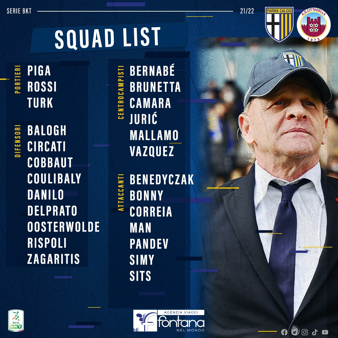 1913parmacalcio's tweet image. Mister #Iachini ha convocato 2️⃣5️⃣ crociati per #ParmaCittadella 📝➡️ bit.ly/par-cit-conv
#ForzaParma 🟡🔵