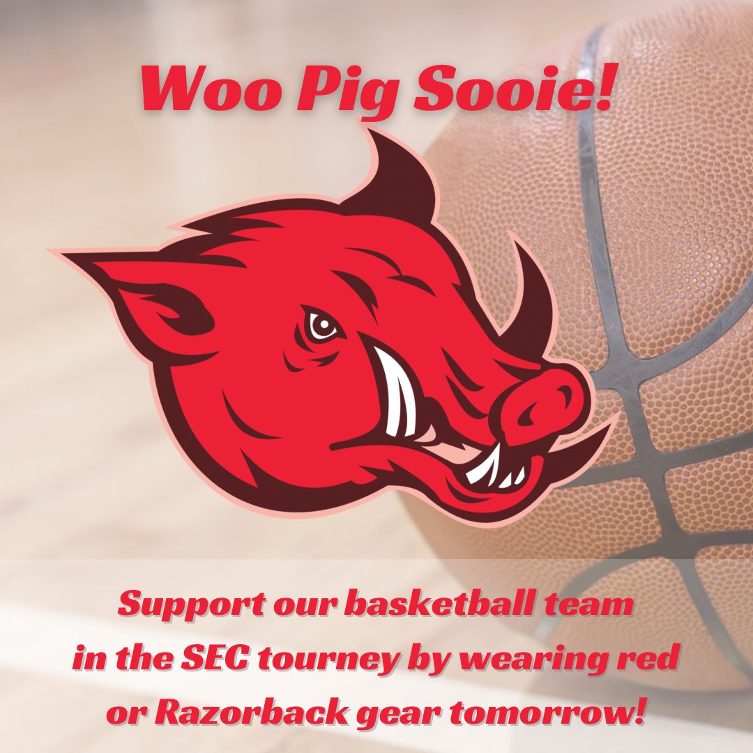 DTK6 - let’s show support for our Razorback Men’s Basketball team tomorrow! Go Hogs! <a href="/RazorbackMBB/">Arkansas Razorbacks Men’s Basketball 🐗</a> <a href="/SEC/">Southeastern Conference</a> <a href="/EricPMusselman/">Eric Musselman</a>